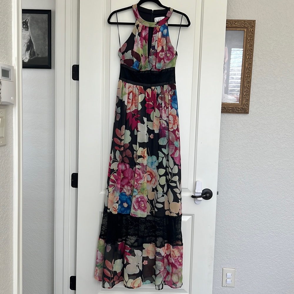 Floral Nicole Miller dress with lace detail